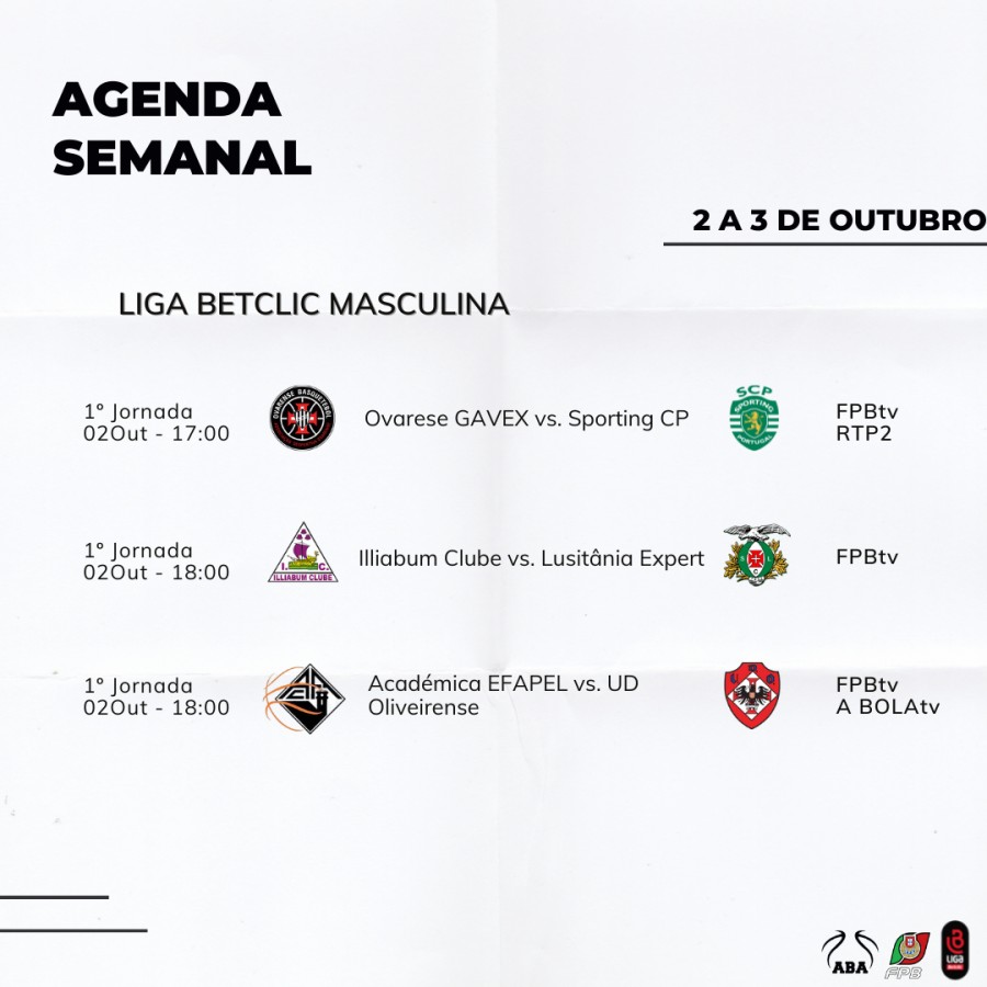 Agenda da Semana da Liga Betclic Masculina