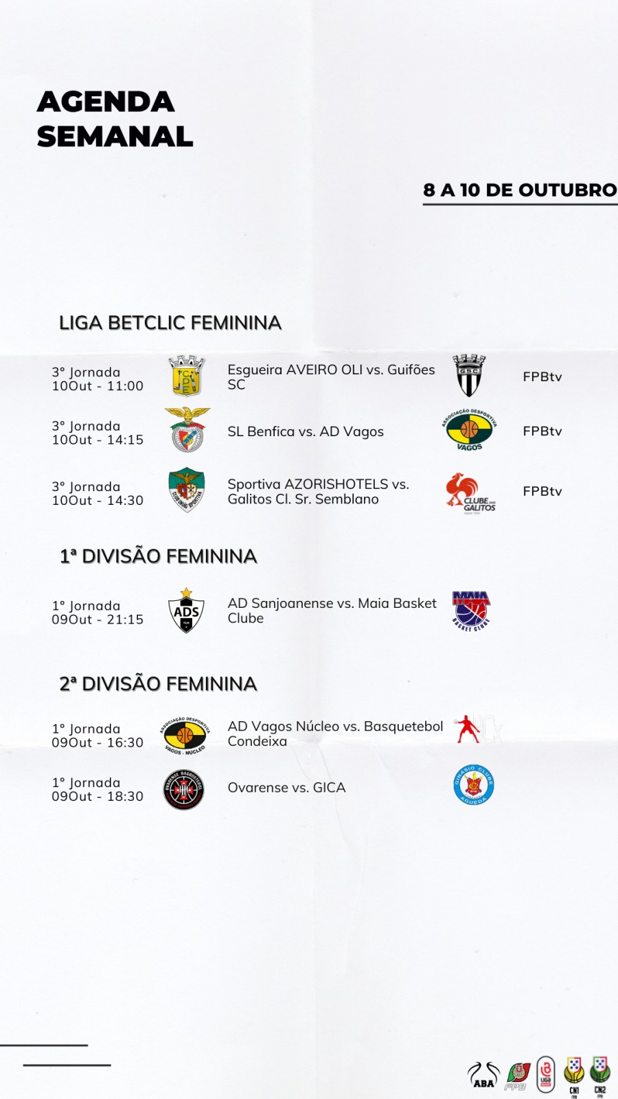 Agenda da Semana das Competições Femininas